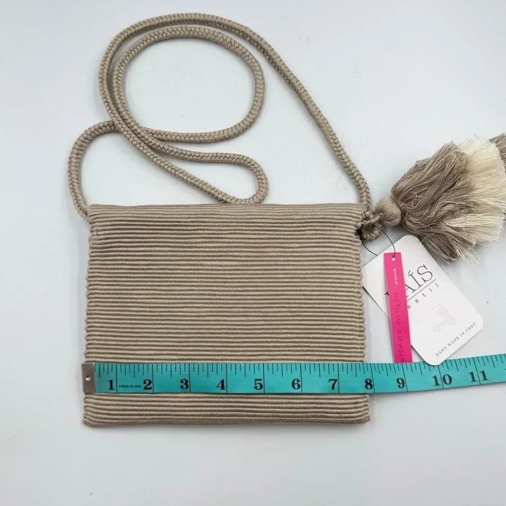 Pais Textil Ande NWT Beige 100% Cotton Woven Handmade Crossbody Foldover Purse
